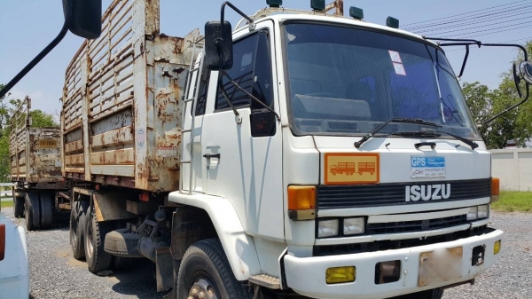 ขายรถพ่วง 18 ล้อ 2 เพลา แม่-ลูก กระบะเหล็กดั้ม ISUZU 240 วางเครื่อง 6SD1-320 แรงโบ เกียร์เดิม ราคา 1150000 สนใจรีบจองด่วน