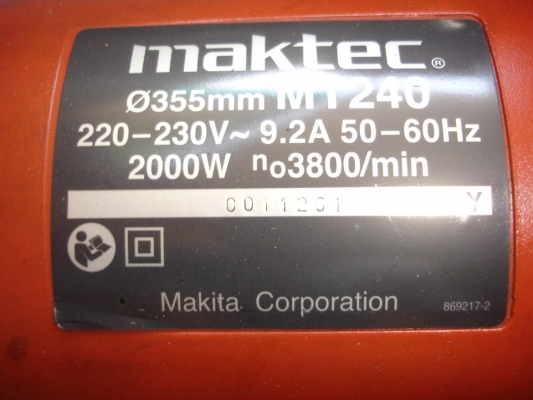 ขายแท่นตัดไฟเบอร์ 14 นิ้ว 2,000 วัตต์ Maktec รุ่น MT 240