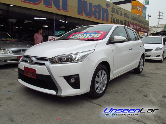 ใช้เงินรวมออกรถ 30000 บาท TOYOTA YARIS สี ขาว ปี2014 เกียร์ AT รุ่นย่อย CVT-i 1.2 G เครื่องยนต์ เบนซิน ราคา 499000 บาทโทร0922726669 ค่ะ