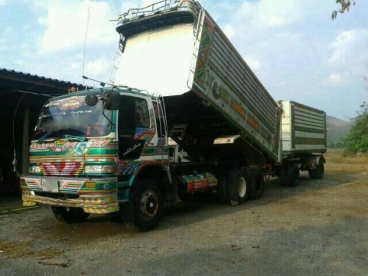 ขายรถพ่วง 18 ล้อ 2 เพลา แม่-ลูก กระบะเนียมคอกกระเษตรดั้ม HINO 1M วางเครื่อง PO9 (315 แรง ) เกียร์ ฟูเลอร์ รถสวย ราคา.1380000 สนใจรีบจองด่วน