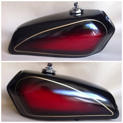 ถัง Honda Cg เบิกใหม่ ทำสีดำแดงSR และ RX100 ลายSR