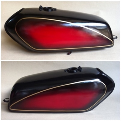 ถัง Honda Cg เบิกใหม่ ทำสีดำแดงSR และ RX100 ลายSR