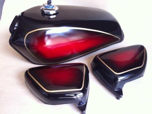 ถัง Honda Cg เบิกใหม่ ทำสีดำแดงSR และ RX100 ลายSR