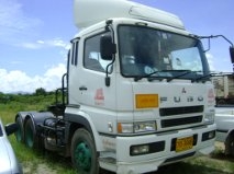 ขายรถบรรทุกหัวลากFUSO380แรงม้าปี50พร้อมหางคอกสามมิตร3เพลา12.50.ม