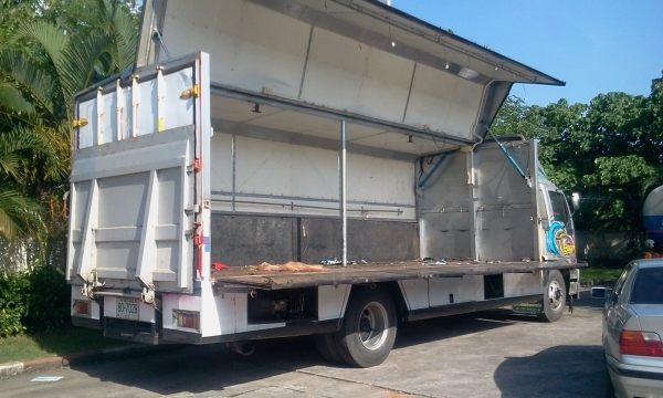 ขายตู้ 7.10 ใส่รถ Hino อยู่ เป็นตู้ชนิดเปิดข้างซ้าย-ขวา ประตู้ท้าย 2 บาน