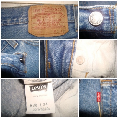 # 8410 # ยีนส์ Levi's 501 ผ้าทราย ของแท้ มือสอง เอว 38 ยาว 32 ก้านดำ แป๊กเงิน รุ่นเก่า ตะเข็บสวยๆ made in usa
