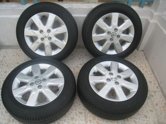 ขายกะทะล้อ Nissan march 14" 4รู 100 +ฝาครอบ+ ยาง ปี 4812 (081-3747940)