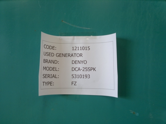 ขายเครื่องปั่นไฟ DENYO DCA-25SPK นำเข้าจากญี่ปุ่น มีมือหนึ่ง และมือสอง นำเข้าแต่เพียงเจ้าเดียว  ราคาไม่แพงครับ โปรดติดต่อสอบถาม ได้ที่เบอร์ มานะ 085-9049669 ขอบคุณครับ