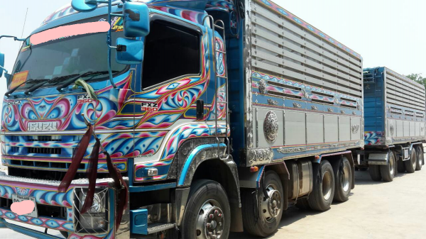 ขายดาวน์รถบรรทุก 24 ล้อพ่วงแม่ลูกดัมพ์คอกเกษตร ISUZU DECA 360 แรงม้าปี 2556 ลูกพ่วง 3 คาน ขายดาวน์ 650000