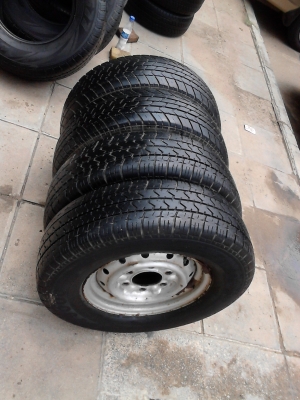 195R14 กะทะ 6 รู พร้อมยาง ใช้เป็นล้ออะไหล่ได้ tel.081-427-3941