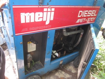 ขาย - เครื่องปั๊มลม AIR COMPRESSOR : ยี่ห้อ MEIJI เครื่องดีเซล 1 สูบ พร้อมใช้งาน