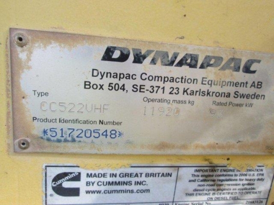 รถบด 12 ตัน DYNAPAC CC522-VHF ชั่วโมงน้อย รถอเมริกา สนใจโทร. 080-6565422 (หนิง)