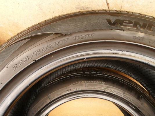 ยางขอบ17 ฮันคุก225-50-R17ลงพื้นปลายปี13 (4เส้น3,900บ)ผลิตในเกาหลี