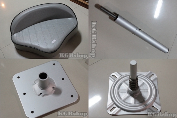 ขายเก้าอี้ตกปลาเบาะหนังใส่เรื่อ เป็นงานอลูมีเนียม ขาสเตนเลสทั้งชุด น้ำหนักเบา  หมุนได้รอบ  ทุกชิ้นส่วนไม่เป็นสนิม