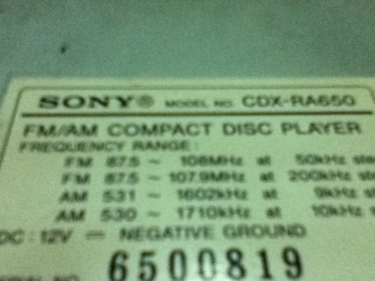 ขายวิทยุ SONY รุ่น CDX-RA650 เล่น CD,MP3 รับประกันหัวอ่านดี ขายถูกๆ 1100.- ขายวิทยุ SONY รุ่น CDX-RA650 เล่น CD,MP3 รับประกันหัวอ่านดี ขายถูกๆ 1100.-