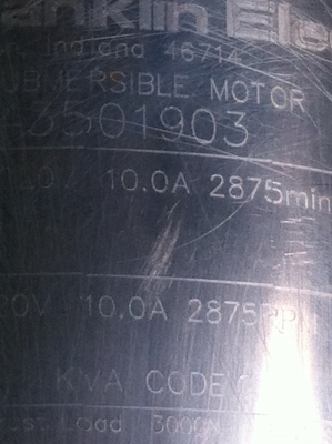 ปั๊มน้ำบาดาล มอเตอร์ของ FRANKLIN ELECTRIC ขนาด 1.5 แรงม้า ปั๊มยี่ห้อ  เฮอร์ริเคน (HURRICANE)