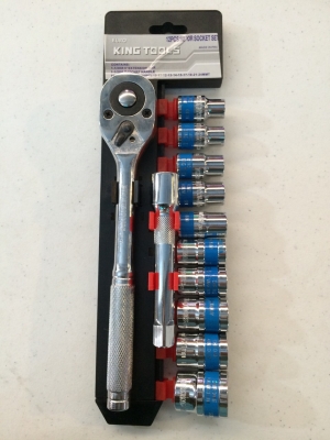 บล็อคชุด 12 ชิ้น KING TOOLS พร้อมข้อต่อบล็อค 5"