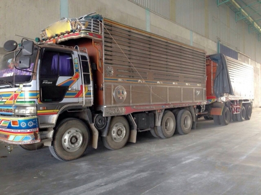 ขายรถพ่วง 18 ล้อ 2 เพลา กระบะไม้ อู่.ซุ่นชัย เกษตรดั้ม HINO FM2K เครื่อง.260 ปี.40 รถสวย ราคา.1400000 ต่อรอง