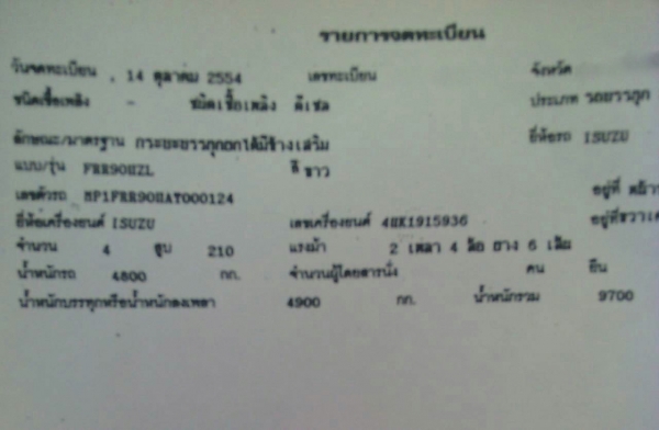 รถอีซูซุ 6 ล้อดั้ม FRR  210 แรงม้า. ปี 54     ( รถวิ่ง 3x,xxx กม. )    สนใจติดต่อ  081 - 6079515