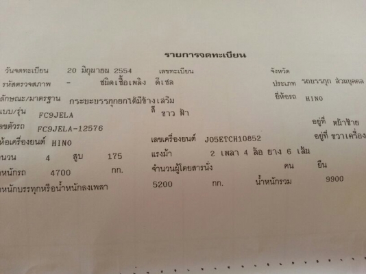 รถฮีโน่ 6 ล้อดั้ม 175 แรงม้า. ปี 54   ( รถวิ่ง 18x,xxx กว่า กม. )     สนใจติดต่อ  081 - 6079515