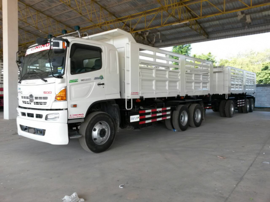 ขายรถบรรทุก 22 ล้อพ่วงแม่ลูกดัมพ์ HINO MEGA FM2P 380 แรงม้าปี 2558 ลูกพ่วงอู่พนัส 3 เพลา 3 รั้ว ขายดาวน์ 678000