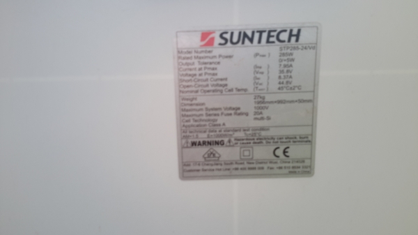 ขายแผงโซล่าเซล 285W Suntech