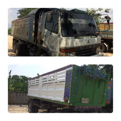 ขายรถบ้านสิบล้อพ่วงดั้ม MITSUBISHI 527เครื่องแดวูNgv8ถัง340แรง