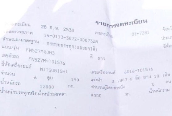 MITSUBISHI FUSO FN527 - 195 HP 6D16 TD 1576 สิบล้อดั๊มพ์ 2 เพลา กระบะดั๊มพ์เหล็ก 12 ตันของ KAC โคราชสภาพดีพร้อมบรรทุกได้เลย เครื่องแรงดีเดิมๆไม่มีเยิ้ม ภายในเก๋งคอนโซลสวยครบ แอร์เย็น พวงมาลัยเพาเวอร์ ระบบเบรคทริ๊ปฟี้ครบพร้อม ช่วงล่างแน่นดีคัชซีไม่มีบวม ยา