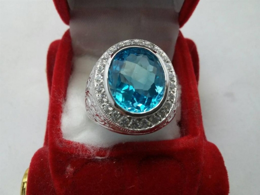 แหวนเงิน 925 พลอยบลูโทพาสแท้ แหวนเงิน 925 พลอยบลูโทพาสแท้