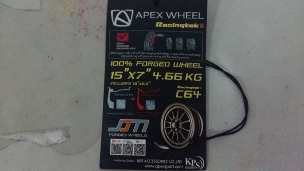 ขายล้อแม็กมือ2 apex wheel racingtek c64 15" สนใจติดต่อเล็กคลองสามครับ 081-3747940