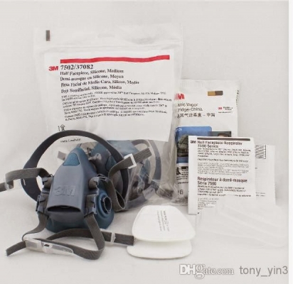 หน้ากากพ่นสี หน้ากากเคมี หน้ากากพ่นยา ชนิดไส้กรองคู่ ซิลิโคน 3M7502
