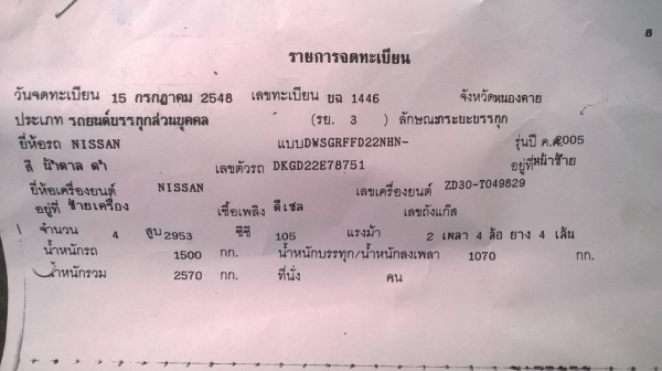 ขาย NISSAN FRONTIER 3.0 ปี 48 สภาพสวยบางเดิม คัสซีสวย เครื่องแน่น แอร์เย็นเฉียบ ทะเบียนพร้อมโอน ราคาต่อรองได้ครับ ขาย NISSAN FRONTIER 3.0 ปี 48 สภาพสวยบางเดิม คัสซีสวย เครื่องแน่น แอร์เย็นเฉียบ ทะเบียนพร้อมโอน ราคาต่อรองได้ครับ