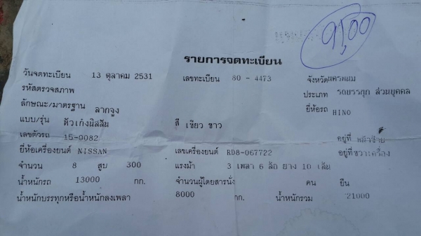 ขายรถสิบล้อHINOวางเครืองRD8วางหัวนิสันลงเล่มแล้ว2เพลา