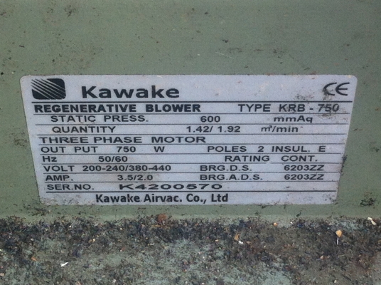 ริงโบลเวอร์ KAWAKE ขนาด 1 แรงม้า  แรงดูดแรงอัดเร็วรอบสูง