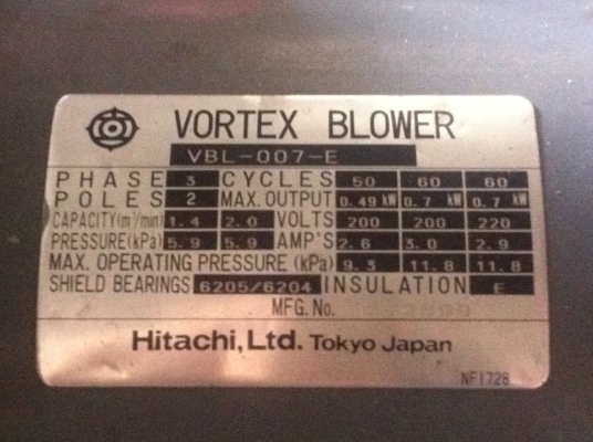 ริงโบลเวอร์ Hitahi นาด 1 แรงม้า แรงดูดแรงอัดเร็วรอบสูง ใข้ไฟได้ตั้งแต่ 220 V