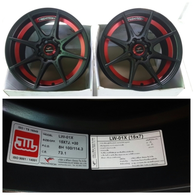 ขายล้อแม็ก YACHIYODA LW-01ของใหม่ ขอบ 15x7 +30 (4รู100,4รู114.3) ดำขลิบแดง