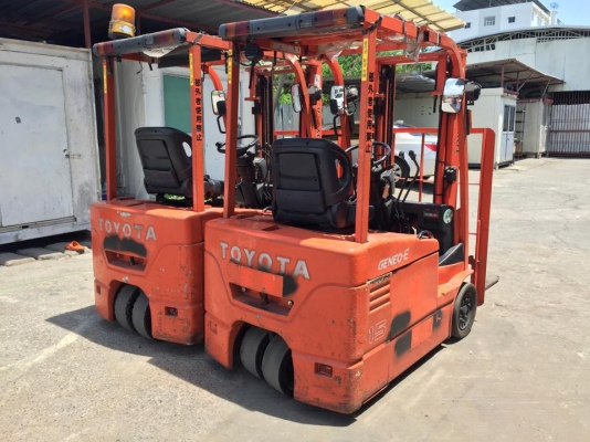 รถยกไฟฟ้าแบบนั่งขับขนาด1.5ตัน เสาสูง 3 เมตร TOYOTA 7FBEL15 ขายยกแพค 2 คัน