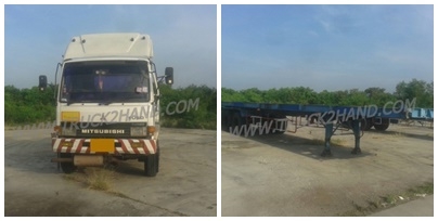 ขายยกชุด รถบรรทุกหัวลาก 10 ล้อ MITSUBISHI FUSO FN527 SR 220 แรงม้า ปีจดทะเบียน 2545 + หางเทเลอร์พื้นเรียบ อู่พนัส ยาว 12 เมตร 2 เพลา