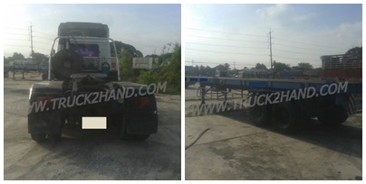 ขายยกชุด รถบรรทุกหัวลาก 10 ล้อ MITSUBISHI FUSO FN527 SR 220 แรงม้า ปีจดทะเบียน 2545 + หางเทเลอร์พื้นเรียบ อู่พนัส ยาว 12 เมตร 2 เพลา