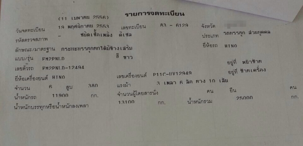 ดัมพ์ แม่/ ลูก HINO FM 2 PNLD 380 แรง ปี พย.53(200,000 กม. ) ราคา  3,100,000  บาท