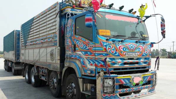 ขายดาวน์รถบรรทุก 24 ล้อพ่วงแม่ลูกดัมพ์อู่นัฐชาคอกเกษตร ISUZU DECA 360 แรงม้าปี 2557 ลูกพ่วง 3 คาน ขายดาวน์ 800000