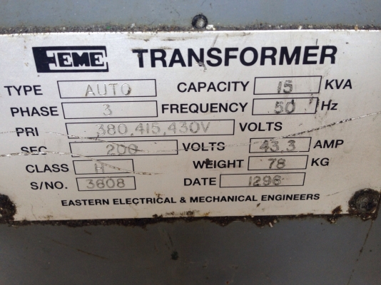 ขายหม้อแปลงไฟฟ้า เข้า 380V ออก 220V รับแรงดัน 10 Kva / 15 Kva สภาพสวย พร้อมใช้งาน มีหลายชุดครับ ขายหม้อแปลงไฟฟ้า เข้า 380V ออก 220V รับแรงดัน 10 Kva / 15 Kva สภาพสวย พร้อมใช้งาน มีหลายชุดครับ