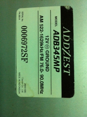 ADDZEST ADB345MP MP3 เทป AUX กราฟฟิกEQ ไม่มีปรีเอ้า มือ2 ญี่ปุ่น ADDZEST ADB345MP MP3 เทป AUX กราฟฟิกEQ ไม่มีปรีเอ้า มือ2 ญี่ปุ่น