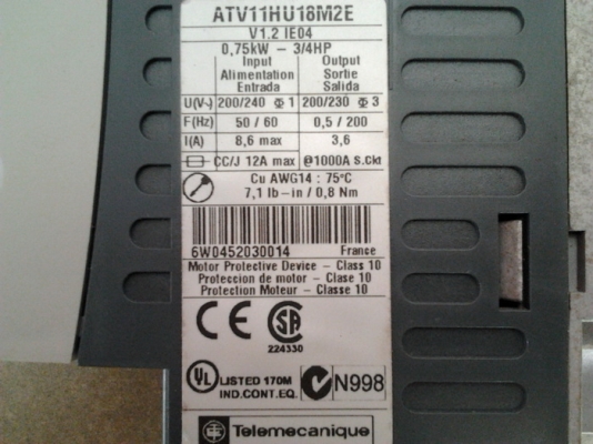 ขาย INVERTER ยี่ห้อ Telemecanique 0.75 KW
