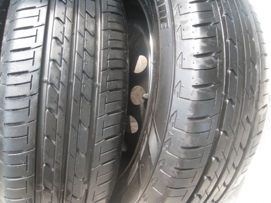 ขายกะทะล้อ Mitsubishi mirage ขอบ14 4รู100 + ฝาครอบ+ยางปี 12 (081-3747940)