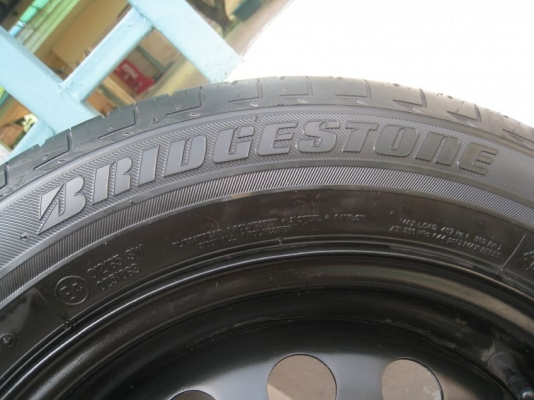 ขายกะทะล้อ Mitsubishi mirage ขอบ14 4รู100 + ฝาครอบ+ยางปี 12 (081-3747940)