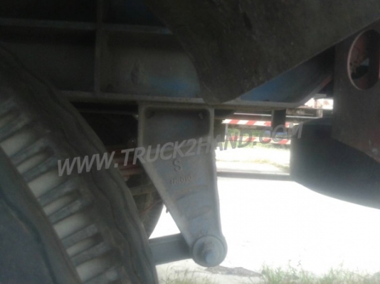 หางพื้นเรียบยาว 12 เมตร ต่ออู่พนัส จดทะเบียนปี 46 เลขคัชซี P36-1296 แบบรุ่น PS2-SC1200A น๊อต 8 ตัว ยาง 10.00-20 / 2 เพลา