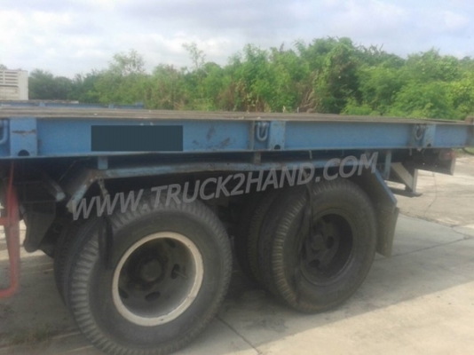 หางพื้นเรียบยาว 12 เมตร ต่ออู่พนัส จดทะเบียนปี 46 เลขคัชซี P36-1296 แบบรุ่น PS2-SC1200A น๊อต 8 ตัว ยาง 10.00-20 / 2 เพลา