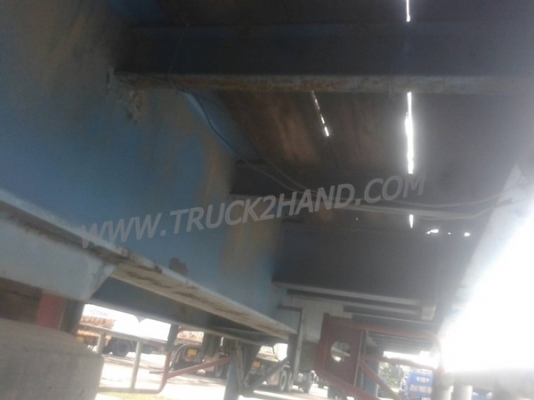 หางพื้นเรียบยาว 12 เมตร ต่ออู่พนัส จดทะเบียนปี 46 เลขคัชซี P36-1296 แบบรุ่น PS2-SC1200A น๊อต 8 ตัว ยาง 10.00-20 / 2 เพลา