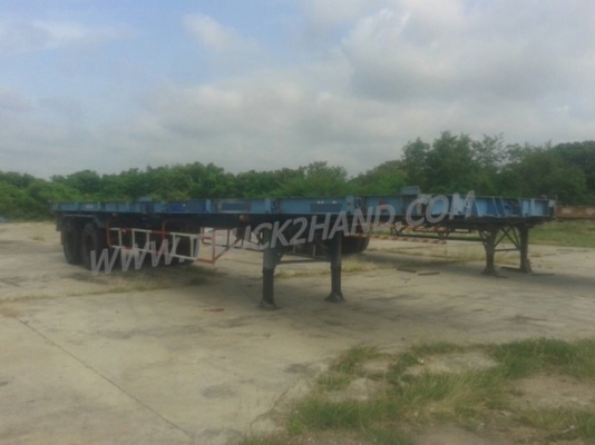 หางพื้นเรียบยาว 12 เมตร ต่ออู่พนัส จดทะเบียนปี 46 เลขคัชซี P36-1296 แบบรุ่น PS2-SC1200A น๊อต 8 ตัว ยาง 10.00-20 / 2 เพลา